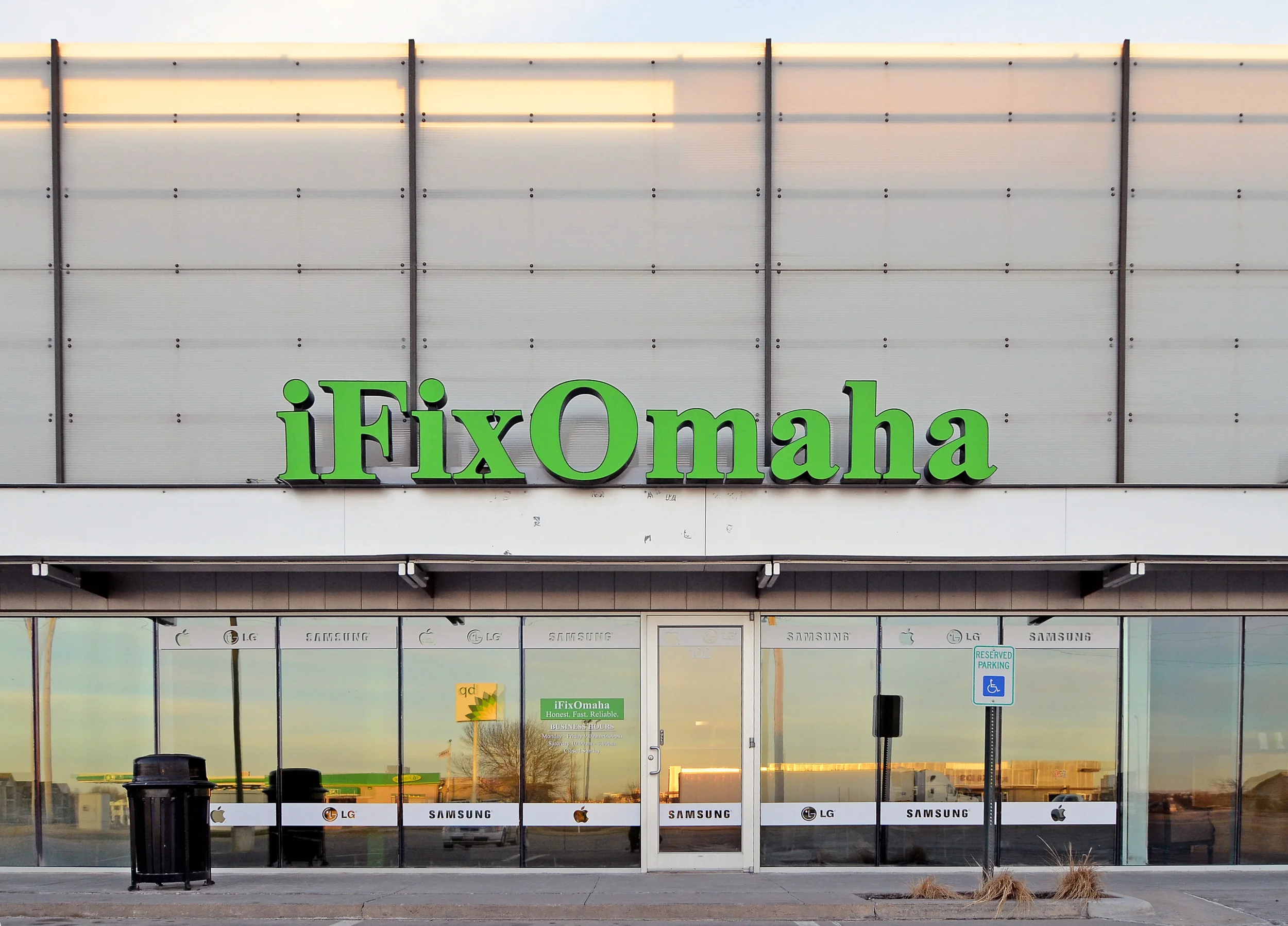 A head-on shot of our new sign. Thanks Joe Glaser of Glaser Sign Group for the beautiful channel letters!