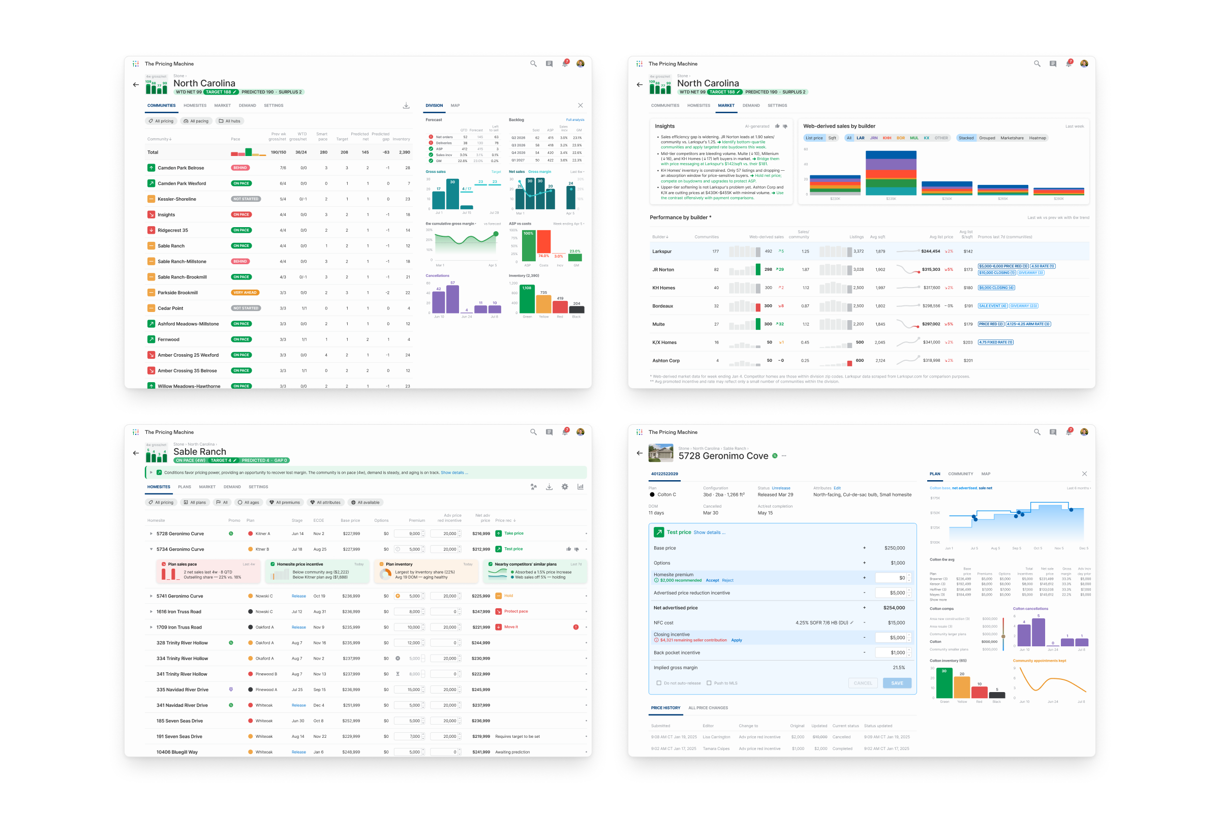  The Pricing Machine   A national homebuilder’s first pricing and inventory decision-support platform, originated from a blank page and now replacing manual pricing across 50 divisions with recommendations weighed against live demand, inventory agin