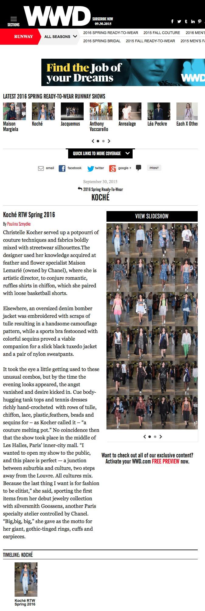 KOCHÉ RTW SPRING 2016 / WWD