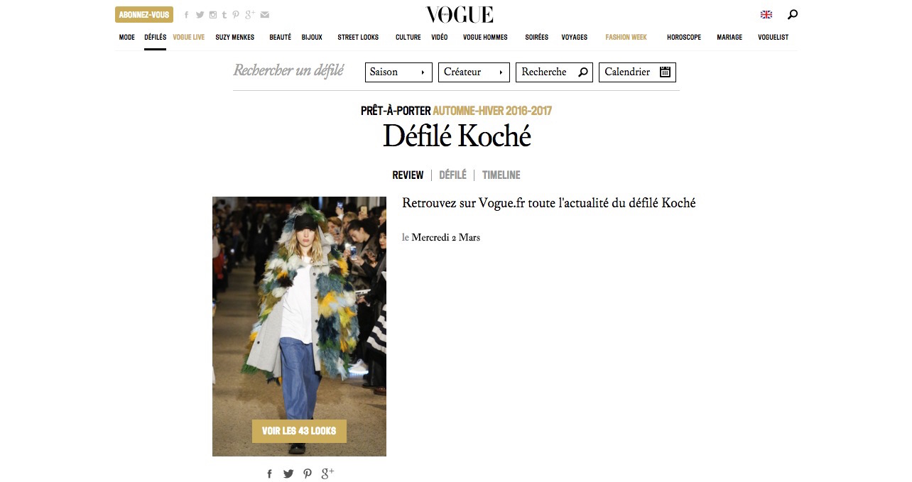 KOCHÉ DÉFILÉ / VOGUE