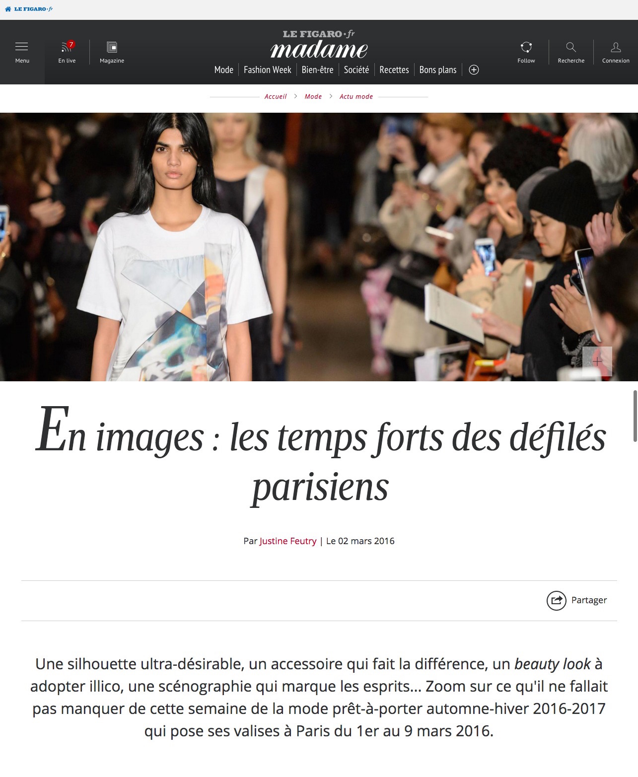 LES TEMPS FORTS DES DÉFILÉS PARISIENS / MADAME LE FIGARO