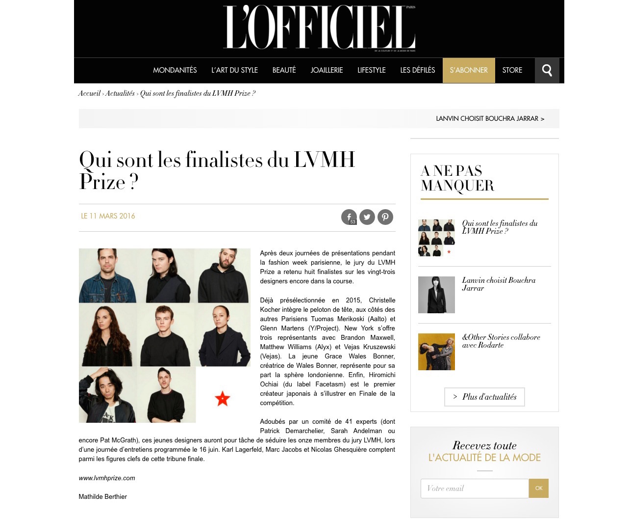 LVMH PRIZE / LOFFICIEL