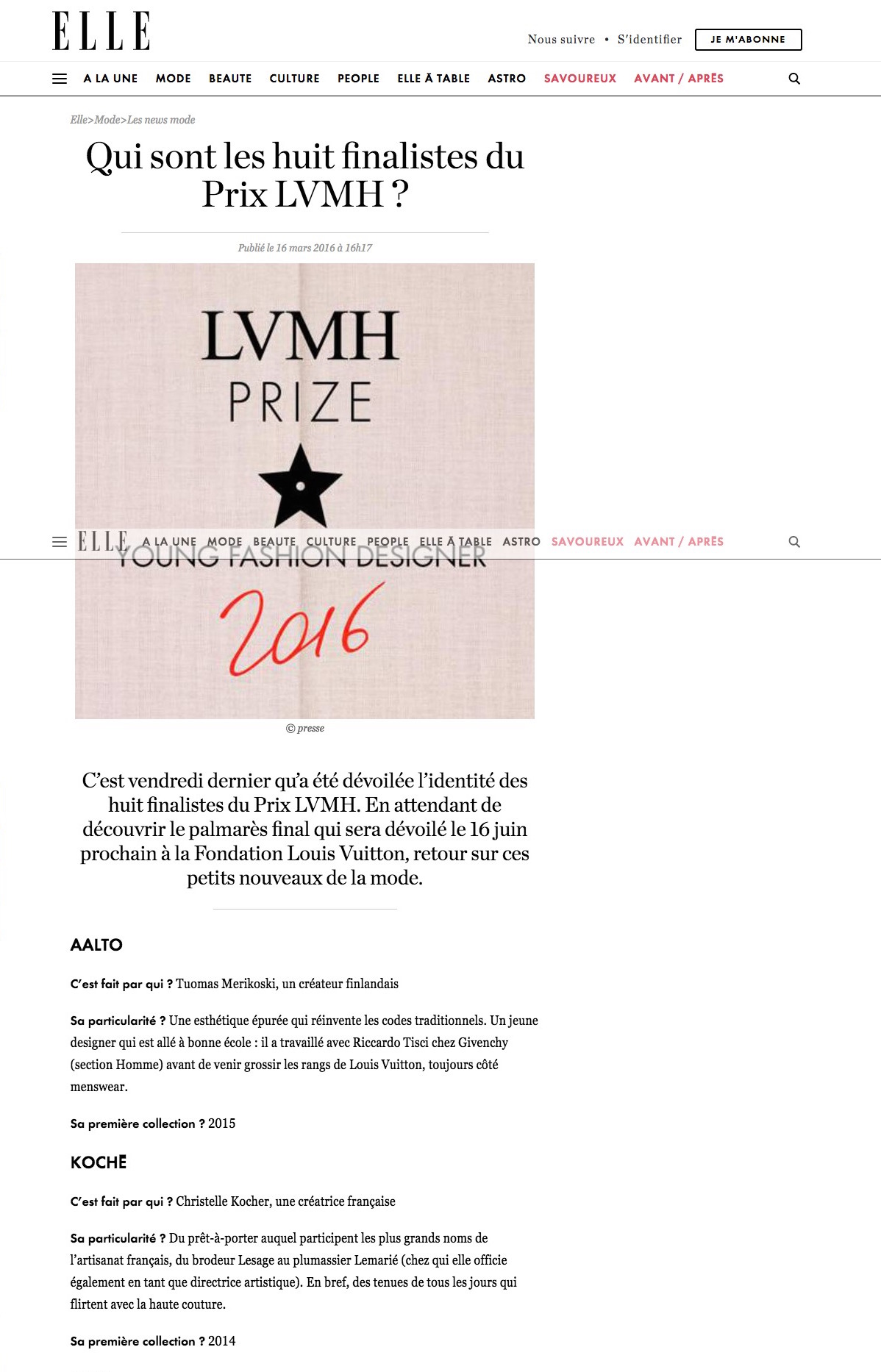 LVMH PRIZE / ELLE.FR