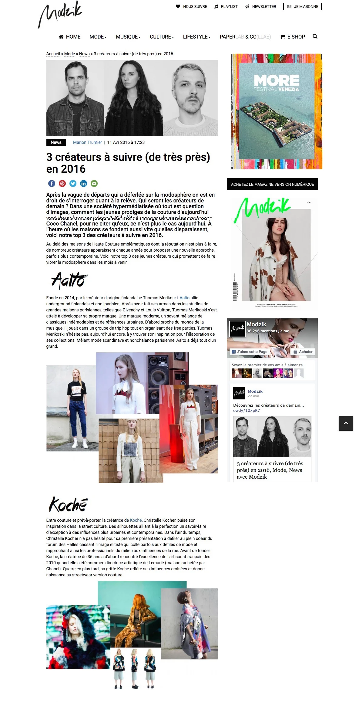 3 CRÉATEURS À SUIVRE / MODZIK