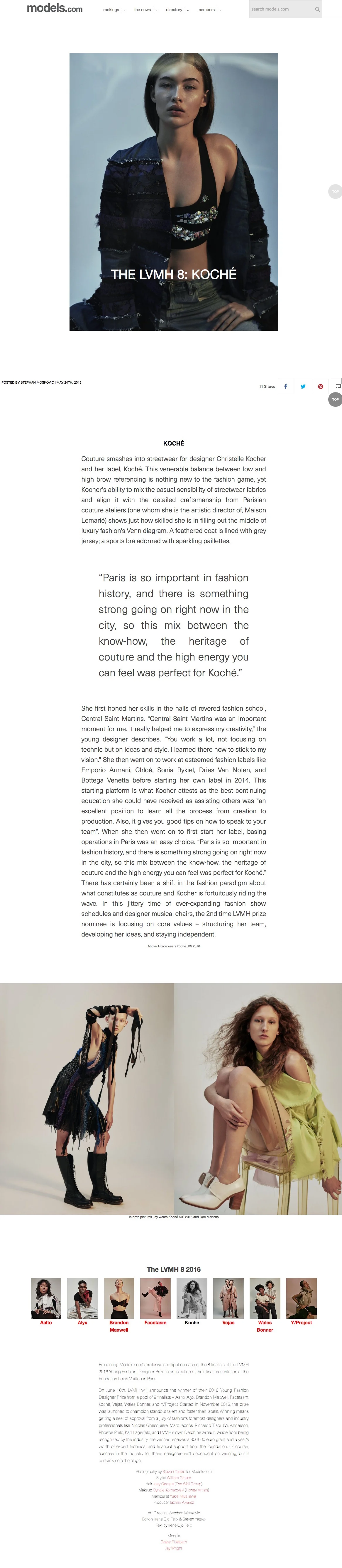 THE LVMH 8 : KOCHÉ / MODELS.COM