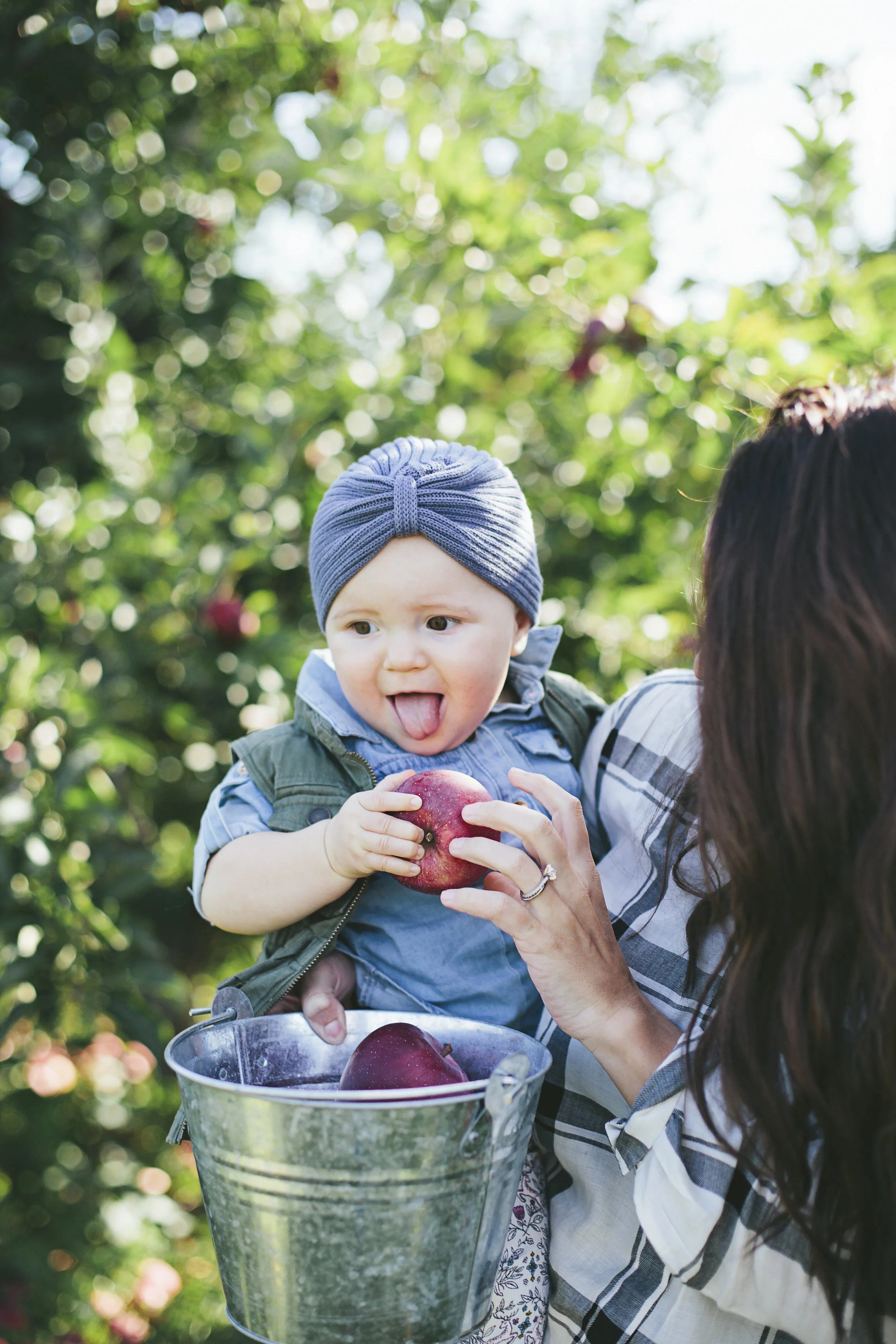 Pearl didn't know what to think of the apples since hers are normally pureed or cut into very small pieces. She kept trying to lick the apples with that crazy tongue of hers and the mom-germaphobe in me would snatch them away faster than she could w…