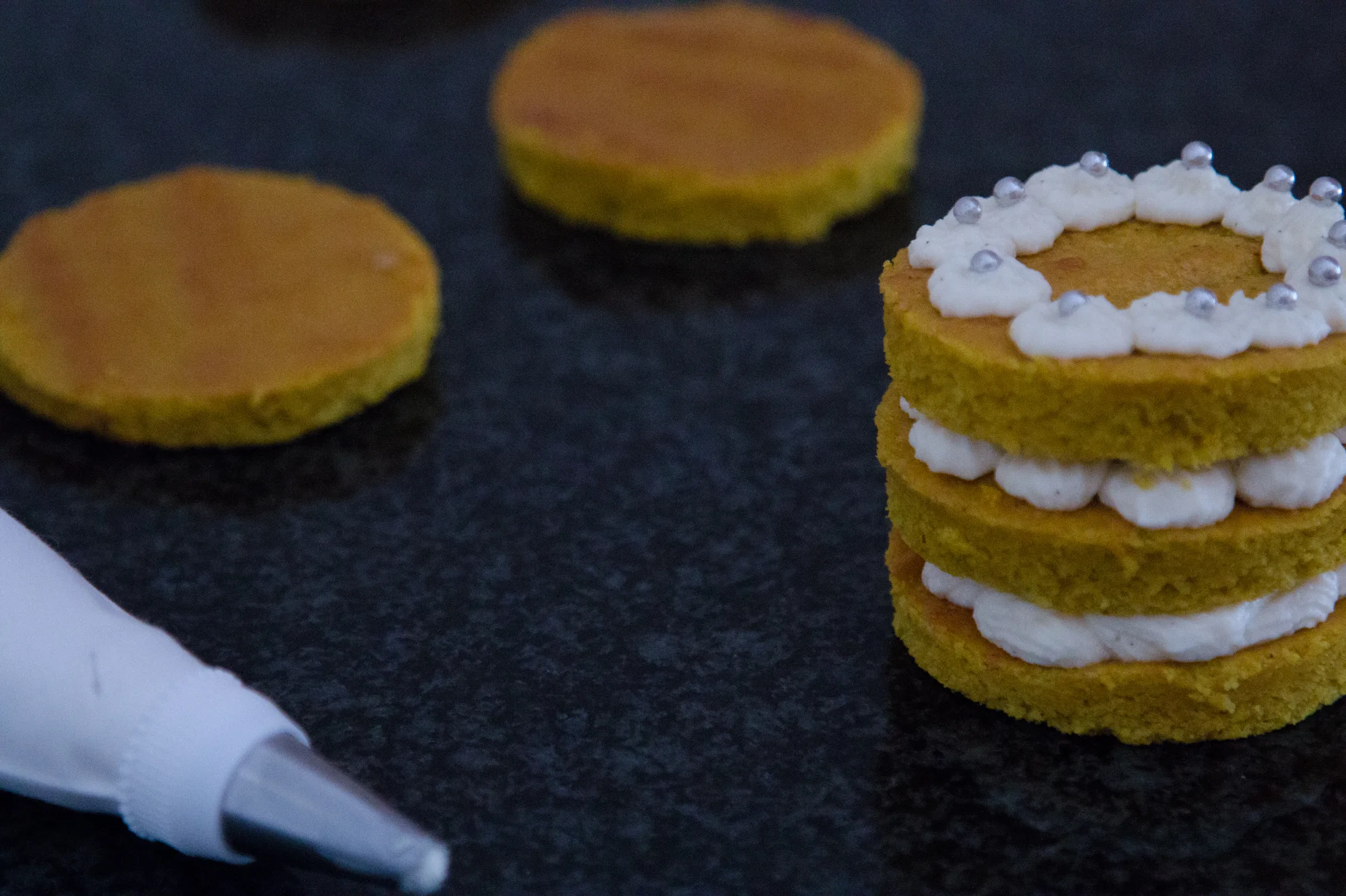 Turmeric, Honey and Tahini Mini Cakes + White Chocolate and Mascarpone Frosting (Gluten Free)
