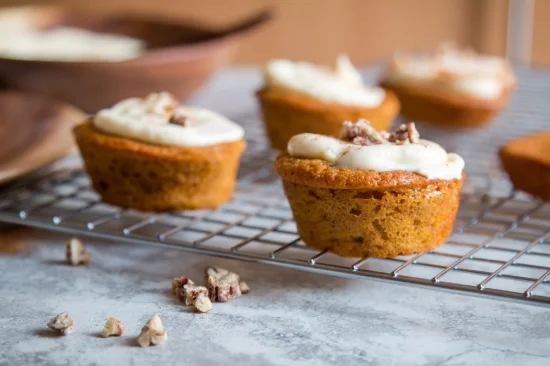 Pumpkin Spice Cupcake With Orange Blossom Cream Cheese Frosting