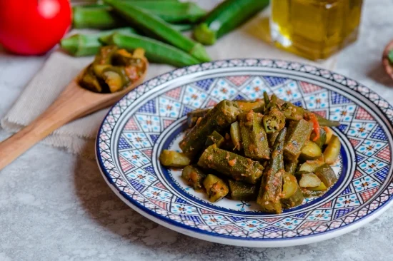 Okra and Zucchini Salad - Mloukhia