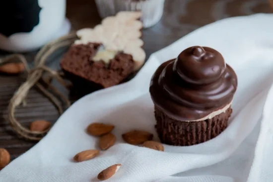 Amlou and Chocolate Hi Hat Cupcake with Caramel Filling