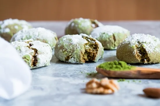 Walnut and Matcha Ghriba - Gluten free