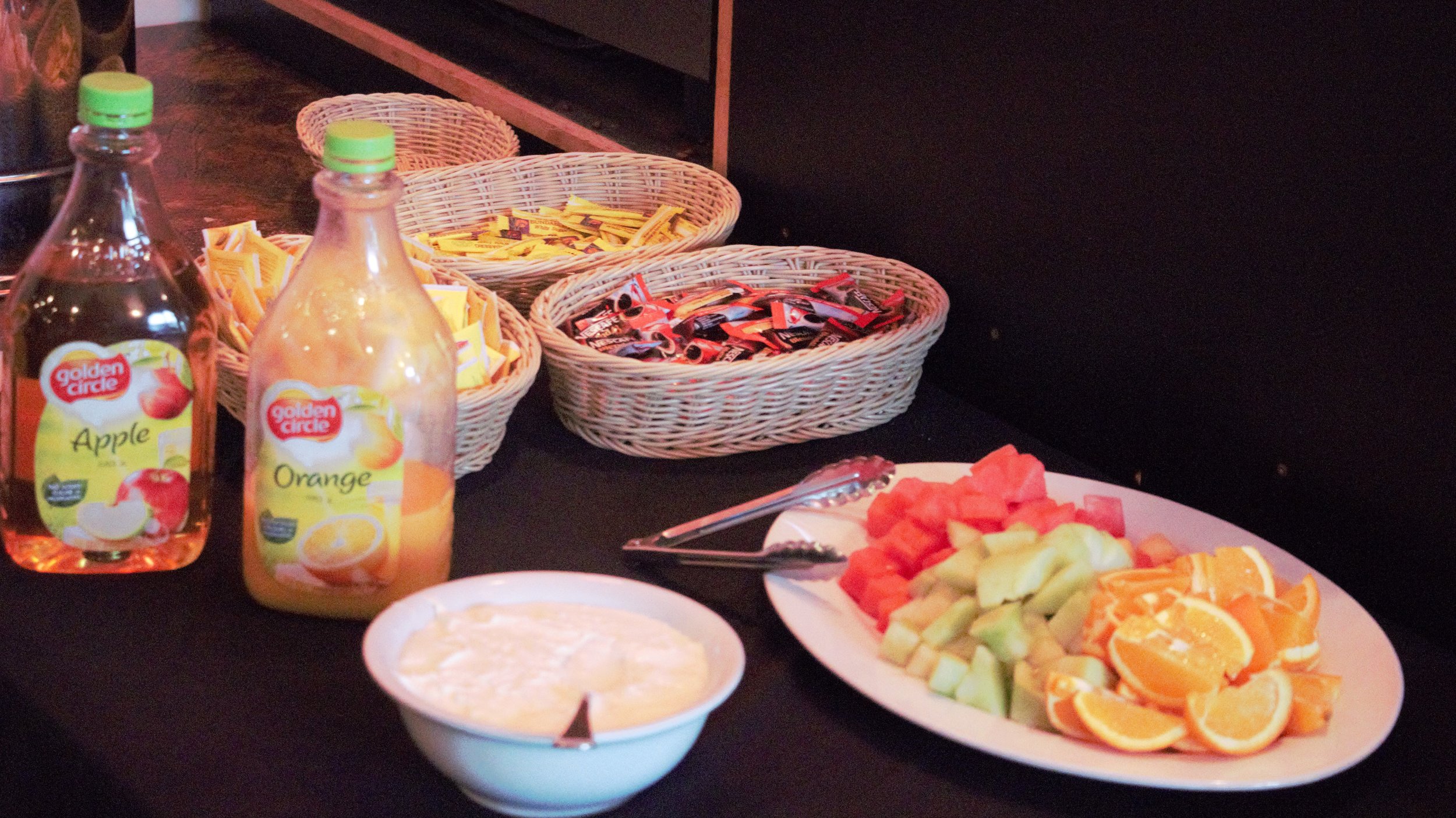 continental breakfast at alpine retreat yogurt and fruit.jpg