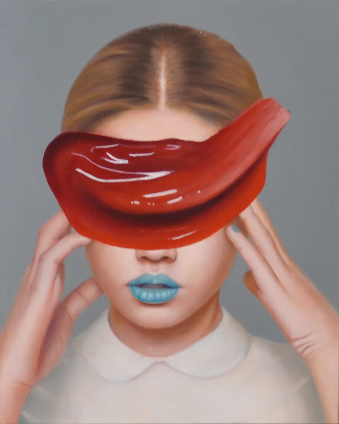 Eugenia Raftopoulos , Feminine Masquerade Oil on linen, 40 x 50 cm, available 