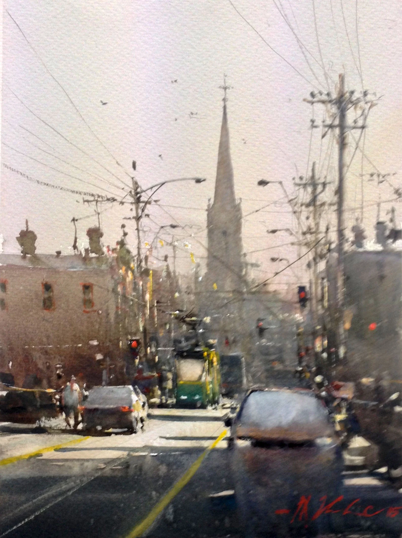Joseph Zbukvic, Brunswick Street 1 Watercolour, framed, available