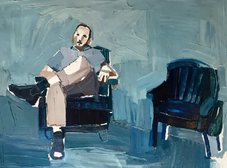 Clara Adolphs, Waiting Man 82 x 56 cm, oil on linen,