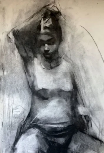 Paul W Ruiz, Juli 1707 Charcoal on paper, 105 x 72 cm, available