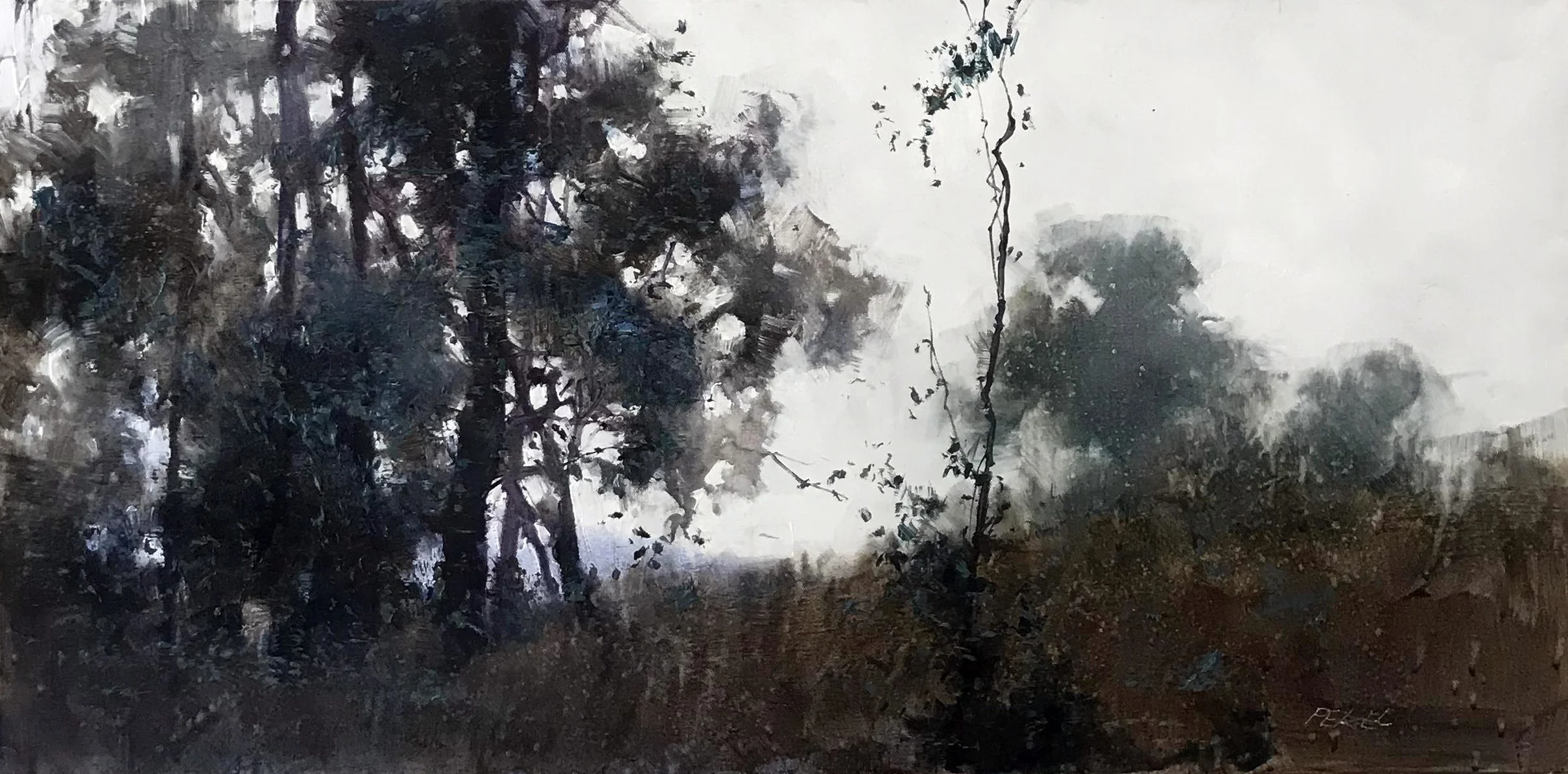 Herman Pekel, Snowy Mountains 2 oil on canvas, 92 x 46 cm, available