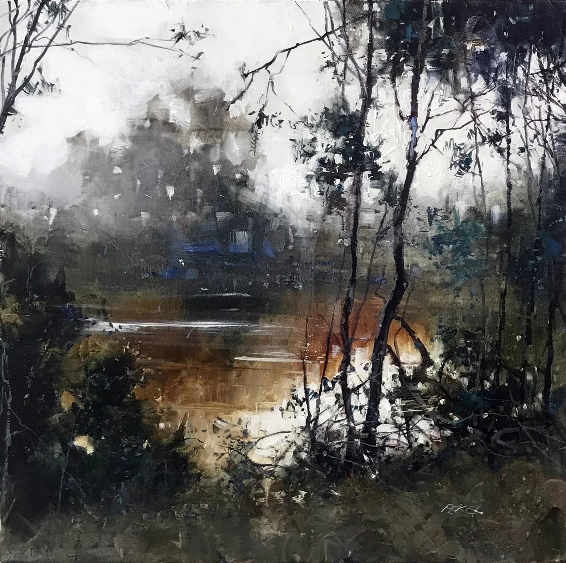 Herman Pekel, Snowy Mountains 6 oil on canvas, 61 x 61 cm, available