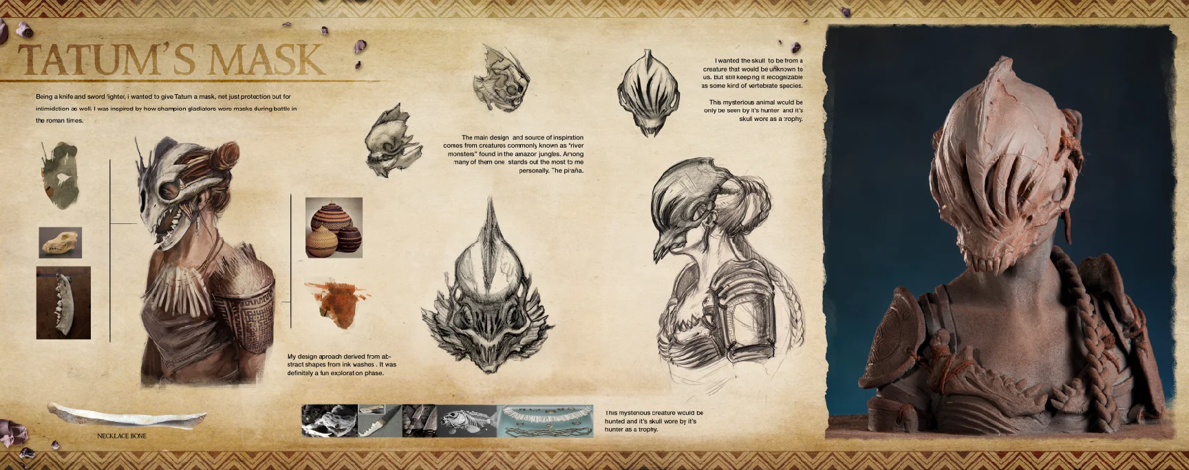 Design process for Tatum's mask. 
