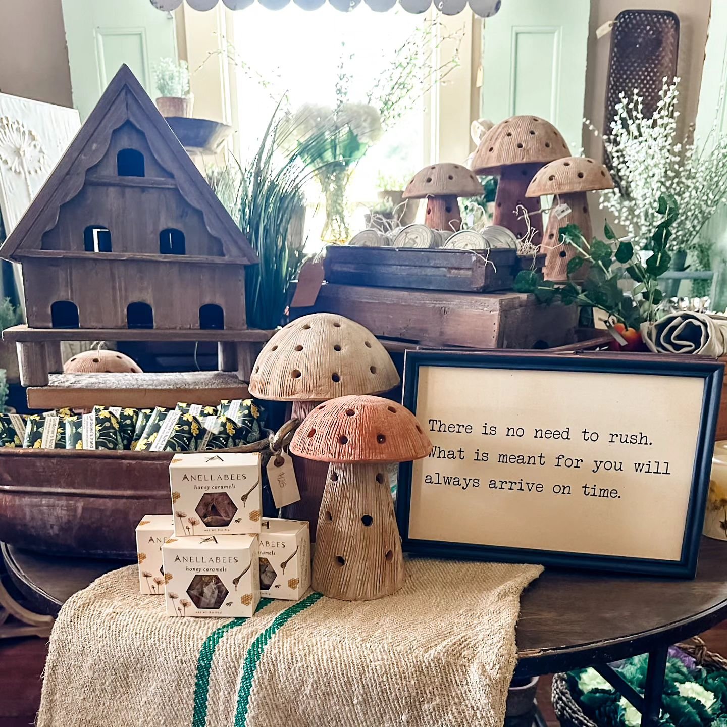 There is no need to rush... unless it's to our Meet Me in the Garden Pop-up!  We're officially 1 WEEK AWAY! 🍄

April 19-21
Friday &amp; Saturday: 10am-5pm
Sunday: 10am-4pm
1235 Eddy Street | Gardnerville, Nevada

#aprilpopup #GardenHomeDecor #garden