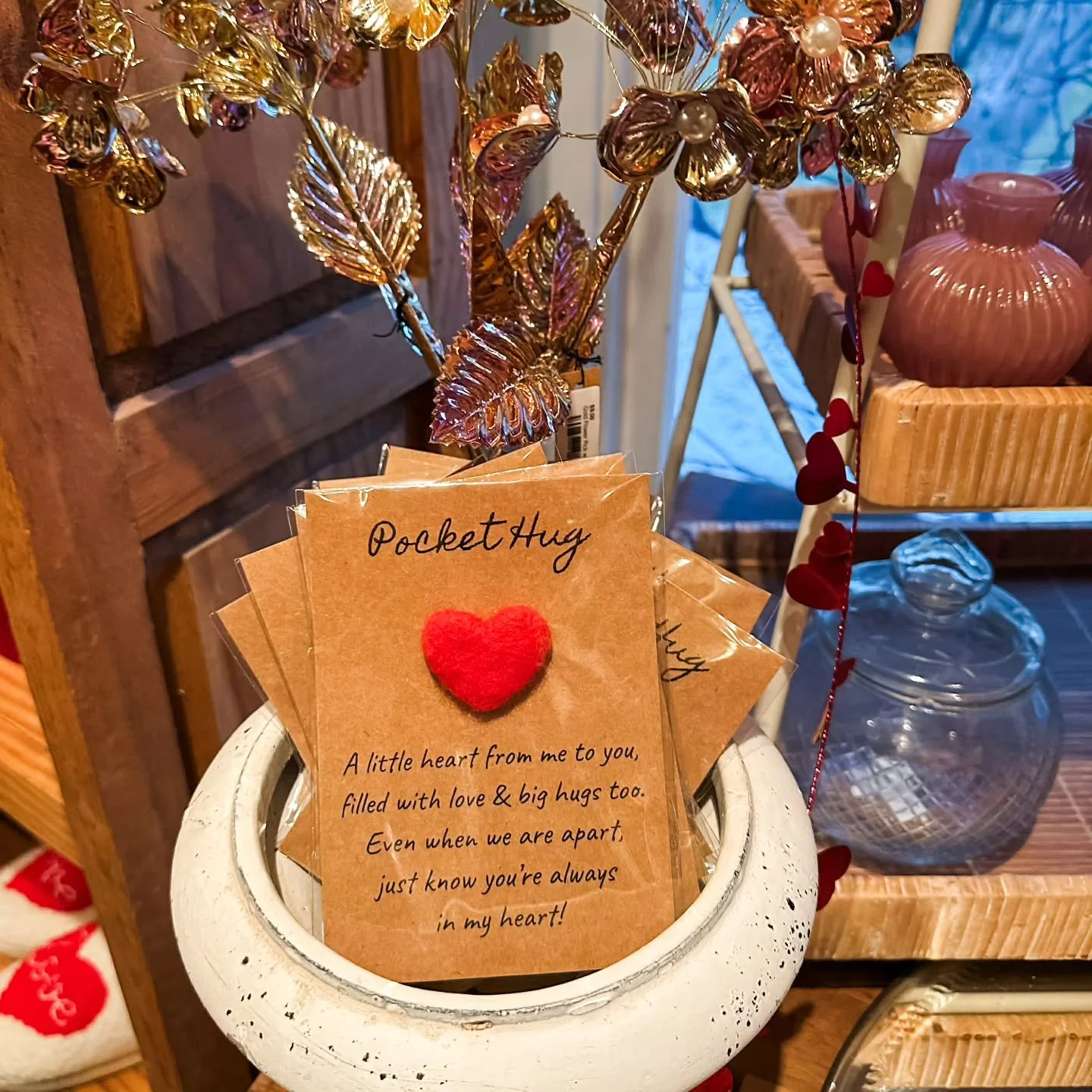 The sweetest gift... a pocket hug. A little heart from me to you, filled with love &amp; big hugs too.  Even when we are apart, just know you're always in my heart! ❤️