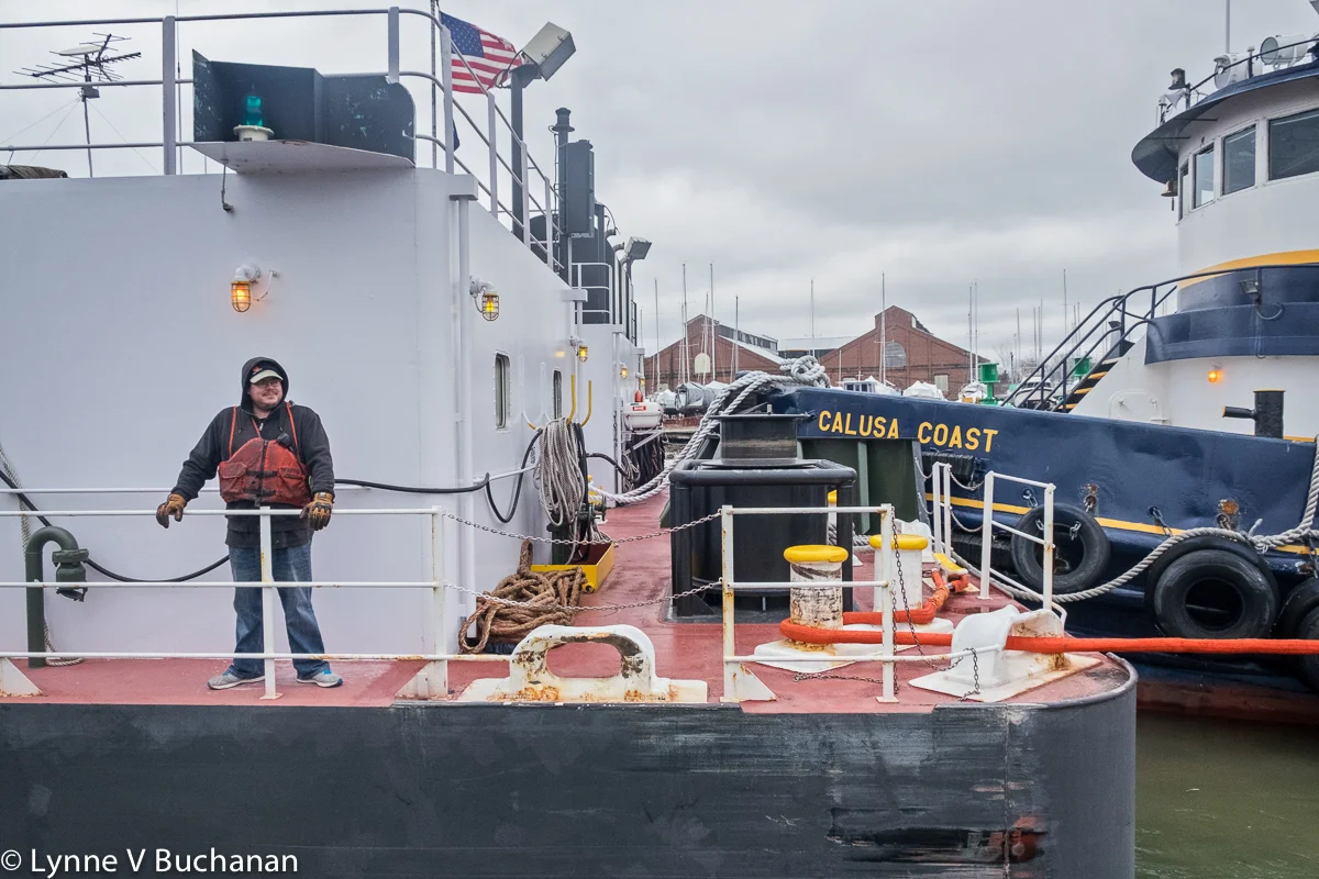 Being Pushed Through the Black Rock Lock by a Tug