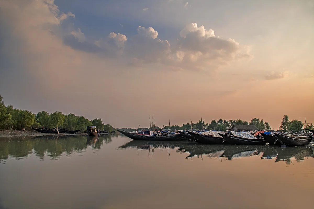 Dusk Over Dublar Char Fishing Village in the Sundarbans