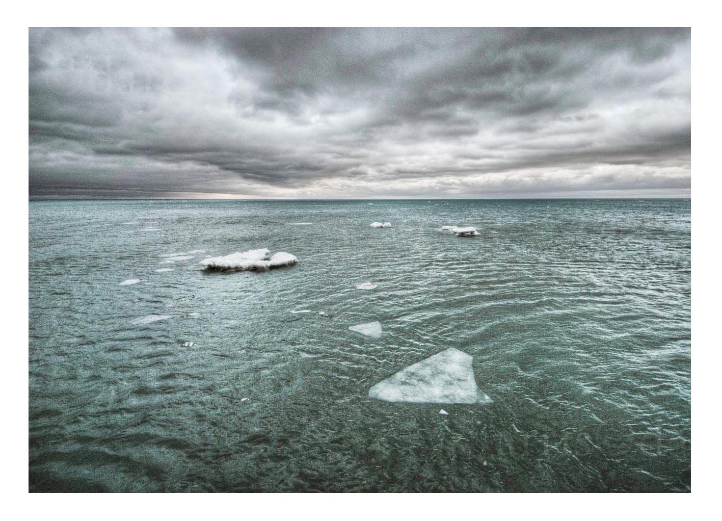 Ice floating in Lake Michigan