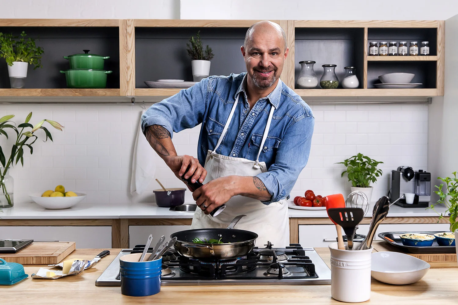 Franck Dangereux on set for Yuppiechef Online Cooking School