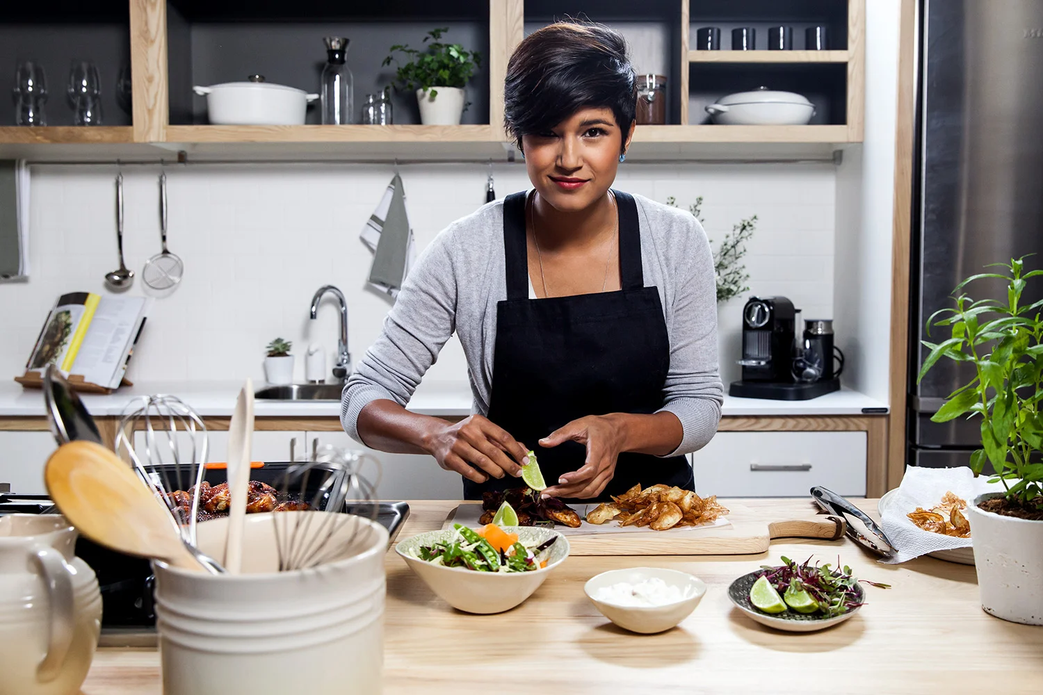Kamini Pather on set for Yuppiechef Online Cooking School