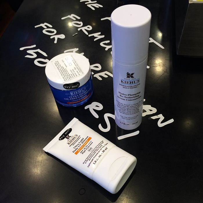 Kiehl's Ultra Facial Oil-Free Gel-Cream, Hydro-Plumping Re-Texturizing Serum Concentrate & Daily UV Defense (SPF 50 PA+++) 