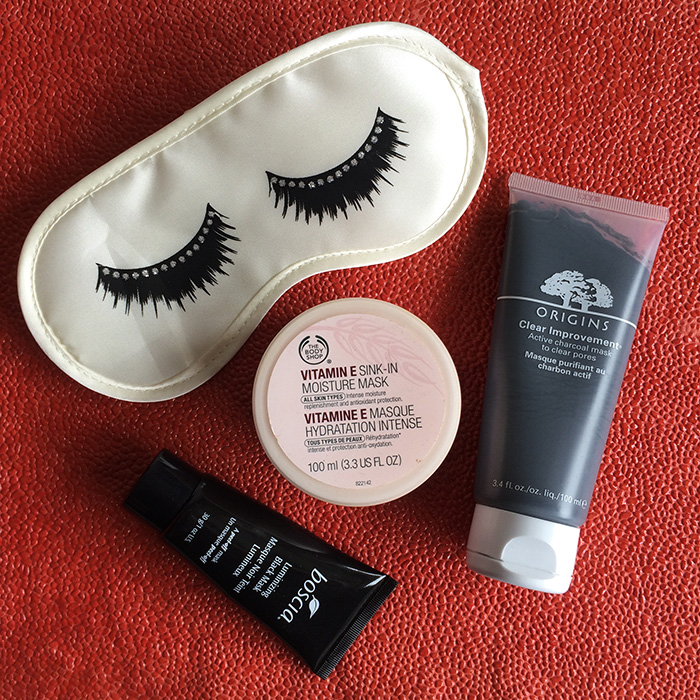 From Left To Right: Boscia Luminizing Black Mask, 2) The Body Shop Vitamin E Sink-In Moisture Mask, and 3) Origins Clear Improvement Active Charcoal Mask