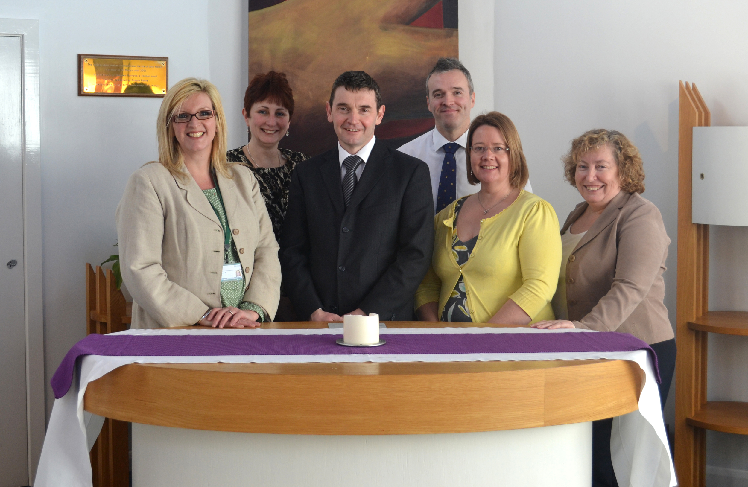 PHOTO (LEFT TO RIGHT): Mrs Ashworth, Headteacher, St. Joseph’s Catholic Primary School Pudsey, a Voluntary Academy Mrs Lubomski, Headteacher, Sacred Heart Primary, Ilkley Mr Pritchard, Headteacher, St. Mary’s Menston, a Catholic Voluntary Academy Mr Hughes, Headteacher, St Mary’s Horsforth Catholic Voluntary Academy Mrs Todd, Heateacher, Ss. Peter and Paul Primary, Yeadon Mrs Knight, Headteacher, St. Joseph’s Catholic Primary School Otley, a Voluntary Academy