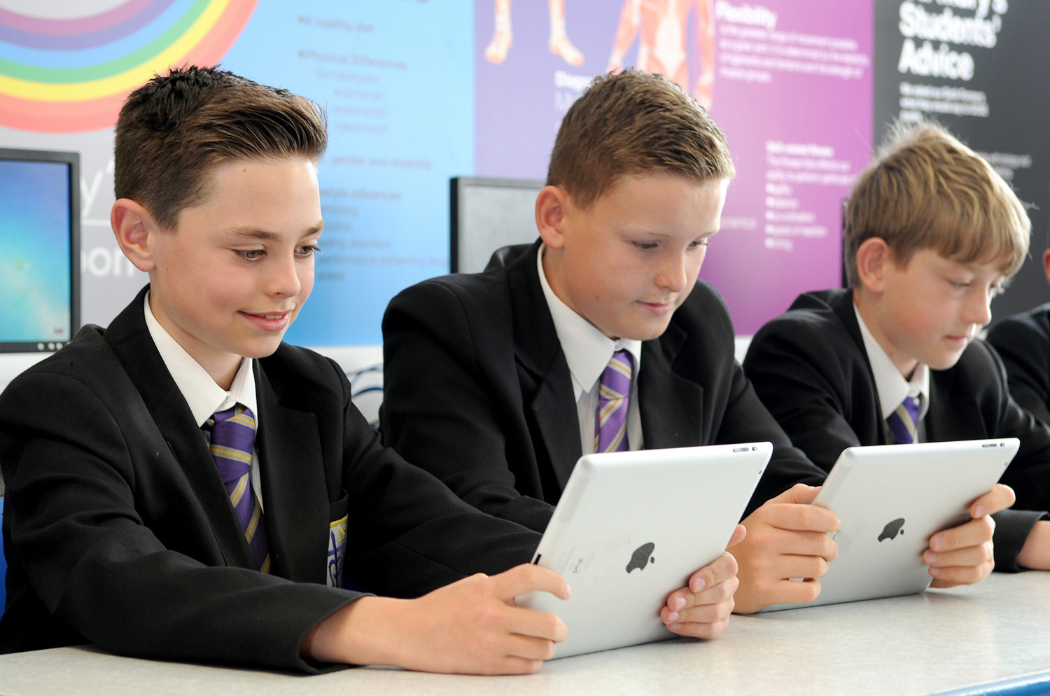 Photo: "Looking forward to the future of the trust". Using iPads at St. Mary's Menston, 26 June 2015.