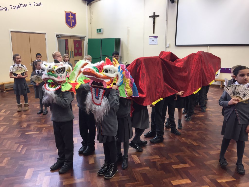 Photo: Holy Name Year 3 taking part in a Lion and Dragon dance workshop