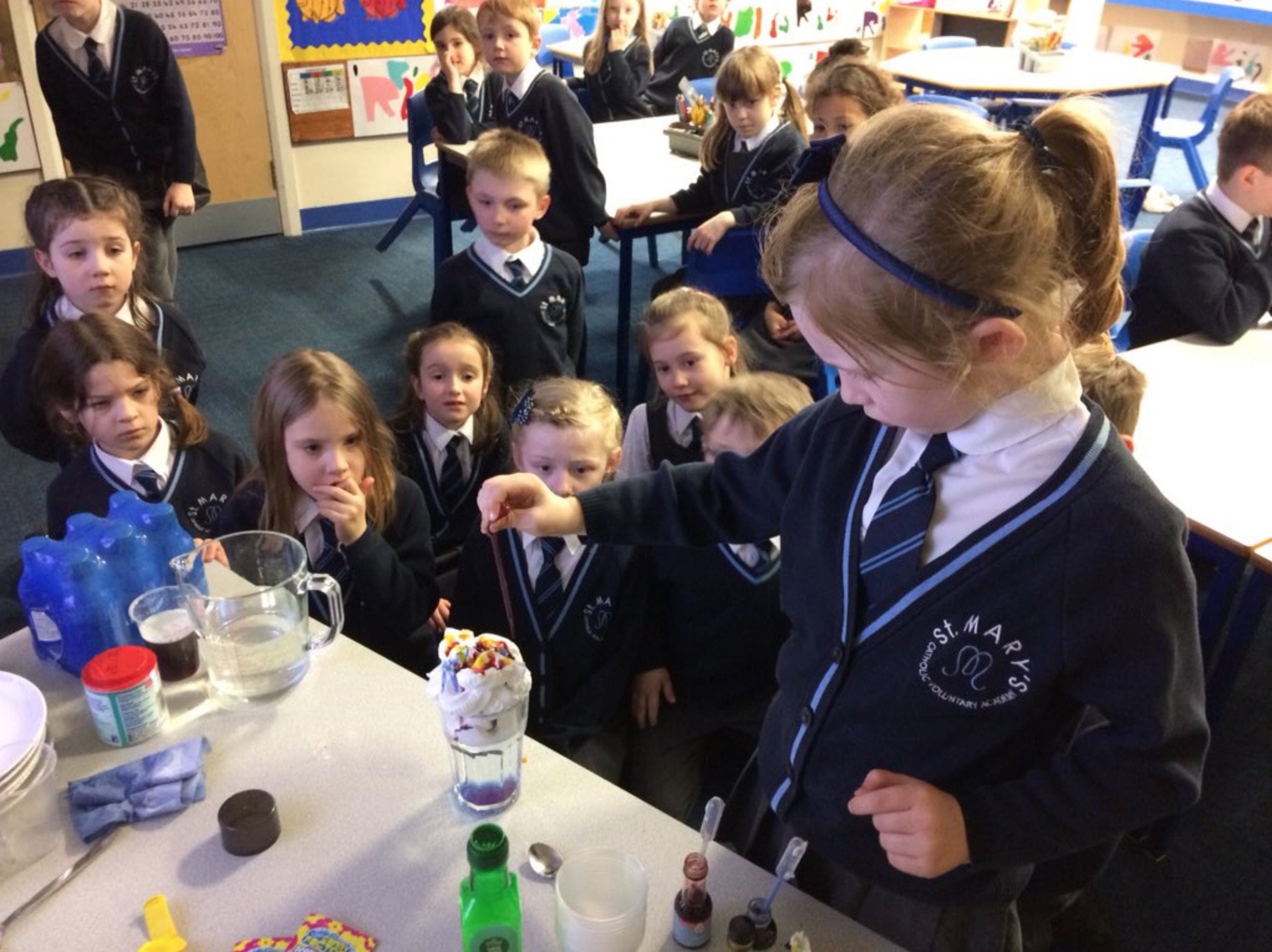 Photo: Year 2 making multicoloured rain