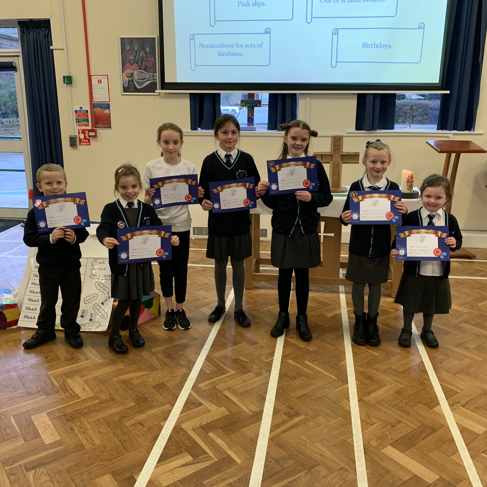 Photo: Children with Virtue Awards at Friday’s assembly. This week’s focus was on co-operation.