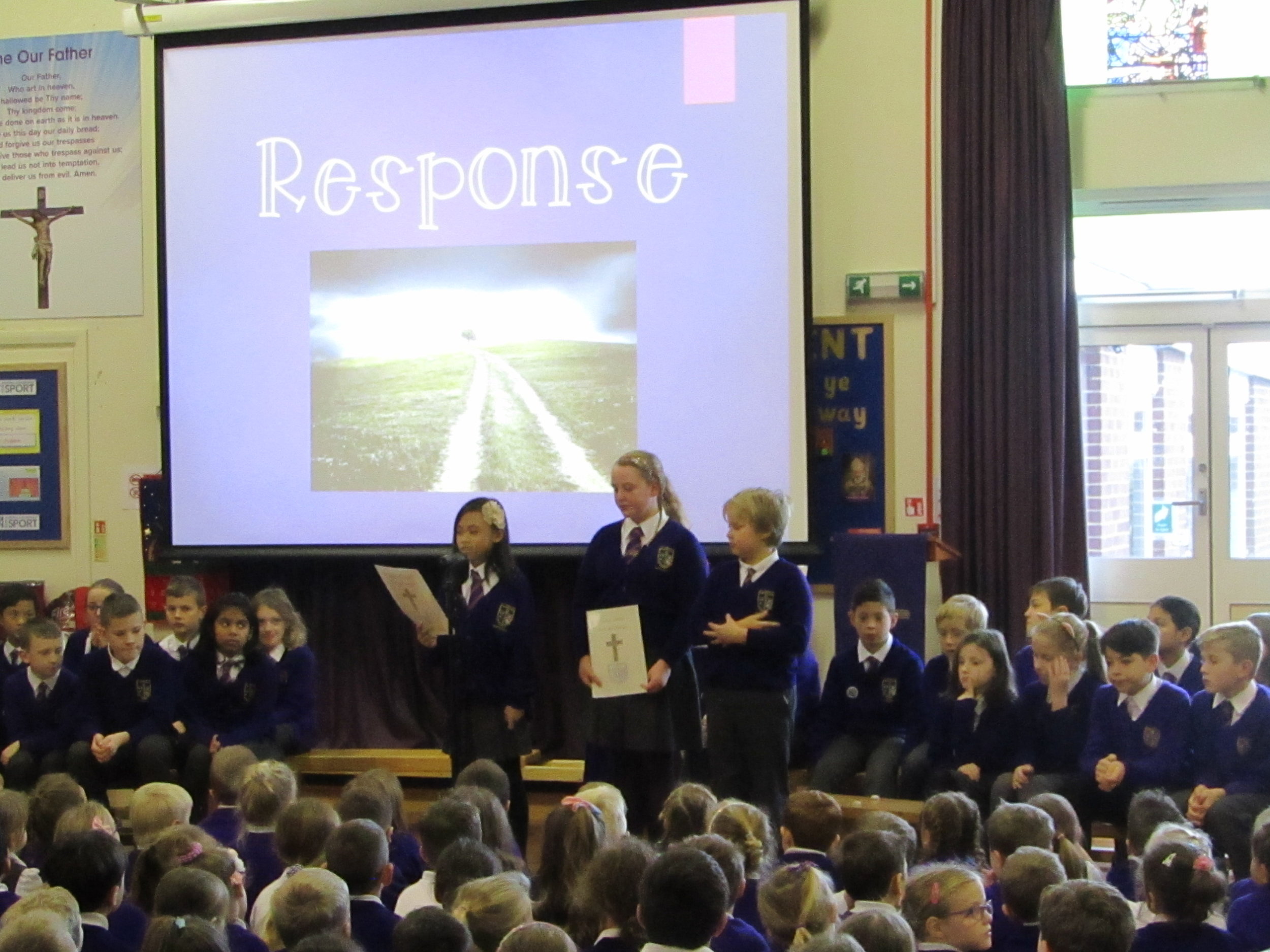Year 5 led a reverent collective worship, encouraging the whole school to live out our mission of peace - to say sorry and to forgive others - as we make this journey to our Saviour’s birth.