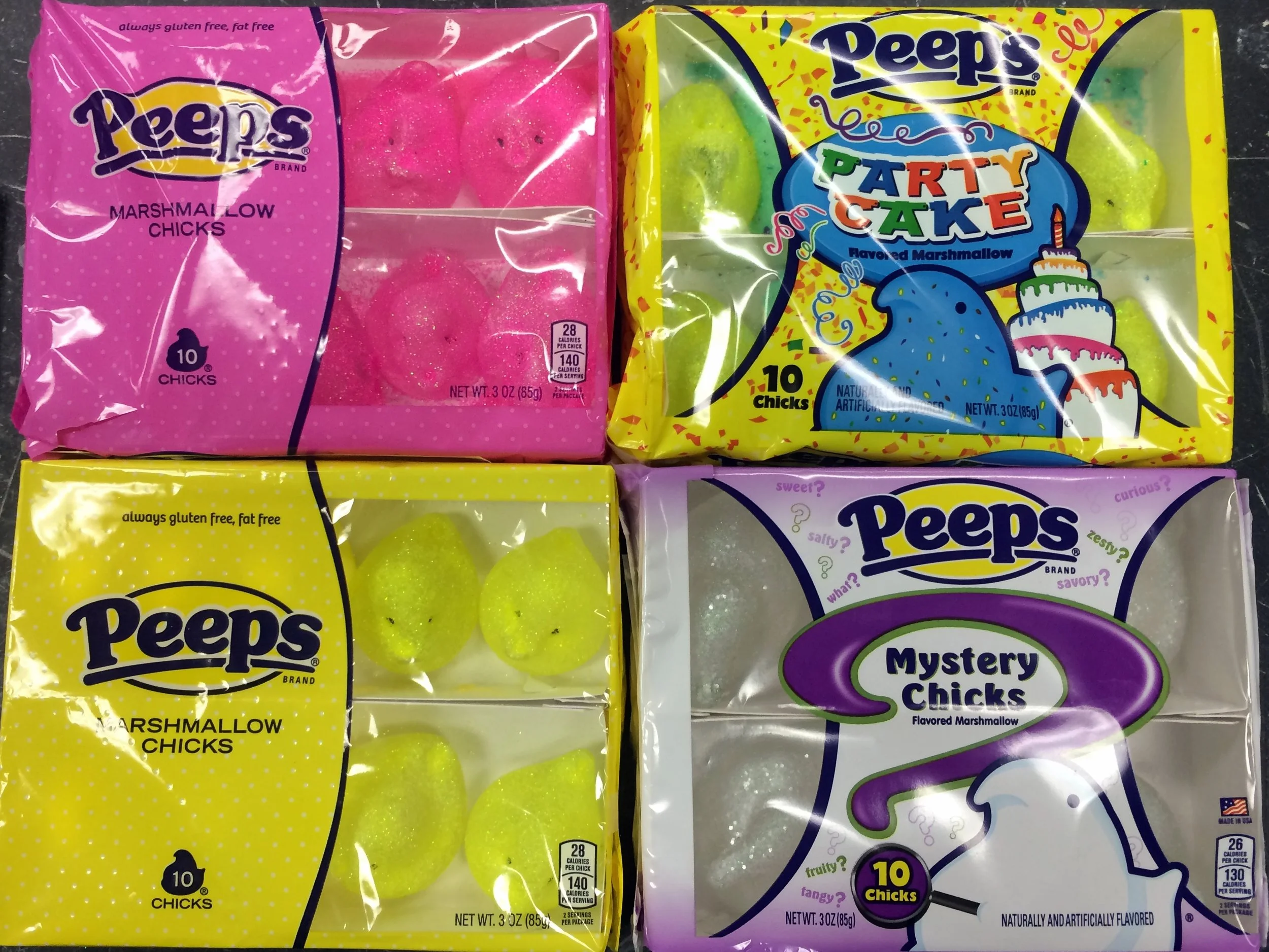 this group covered their birds with pink, white, and yellow flocking to get that authentic peep look.