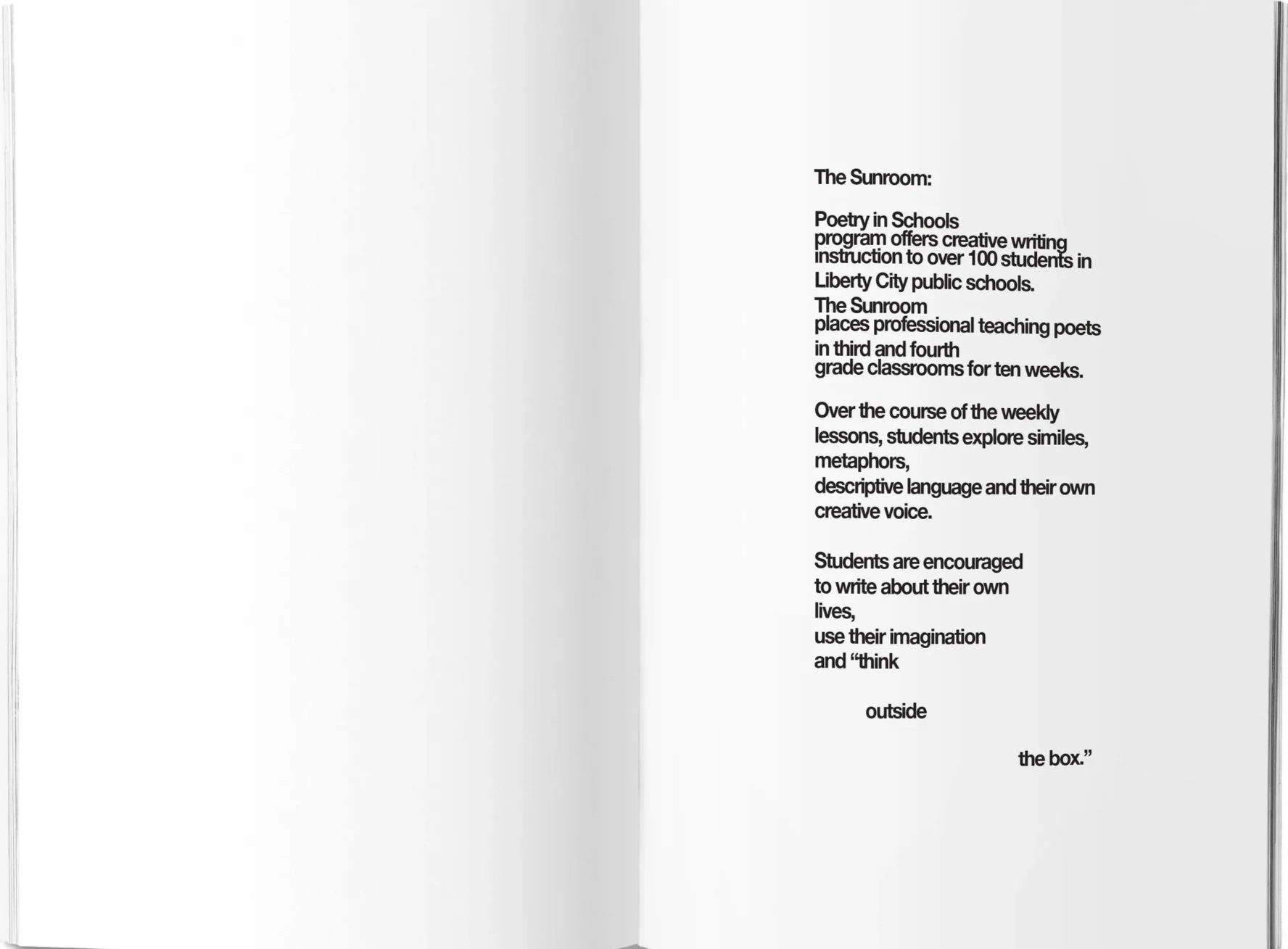 Layout designs and illustrations for The Sunroom: Poetry In Schools, an O Miami initiative. 