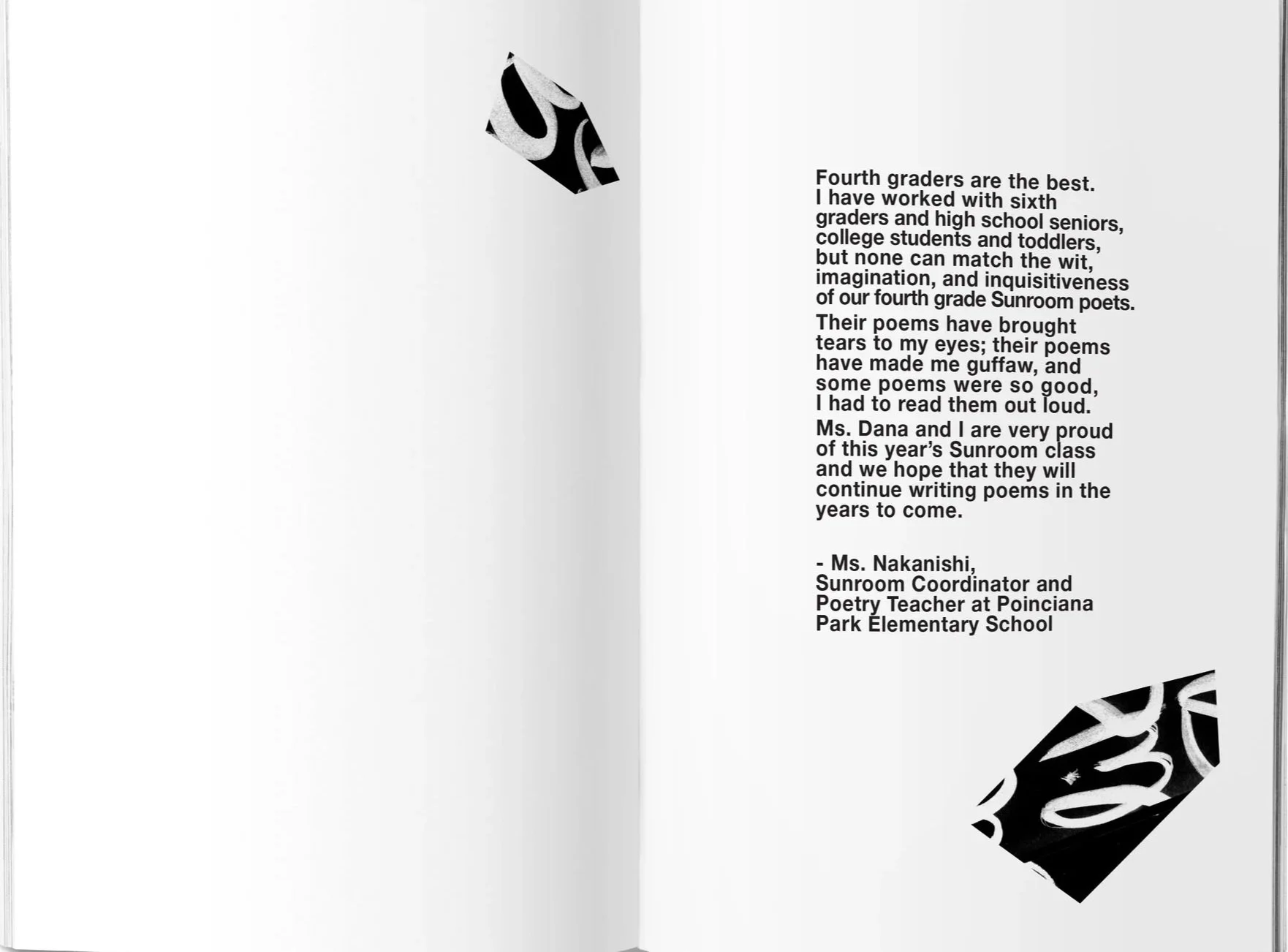 Layout designs and illustrations for The Sunroom: Poetry In Schools, an O Miami initiative. 