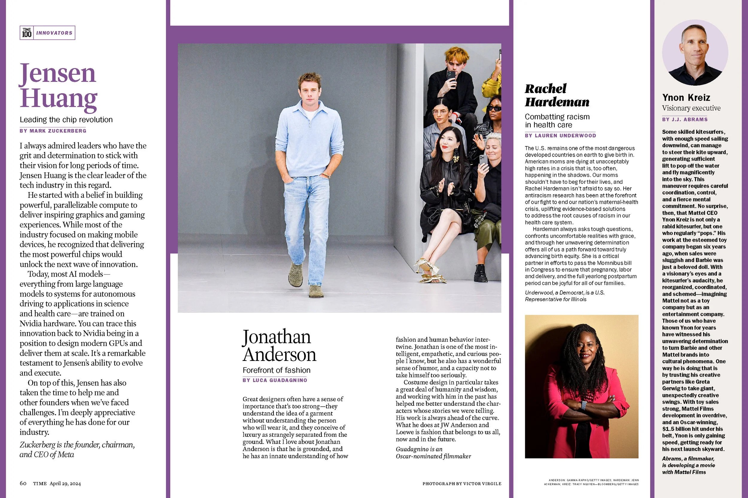 Art Direction and Design for TIME100; Photo Editor: Dilys Ng; Design Director: Victor Wiliams; Creative Director: DW Pine; Illustrations: Jordi Ferrándiz