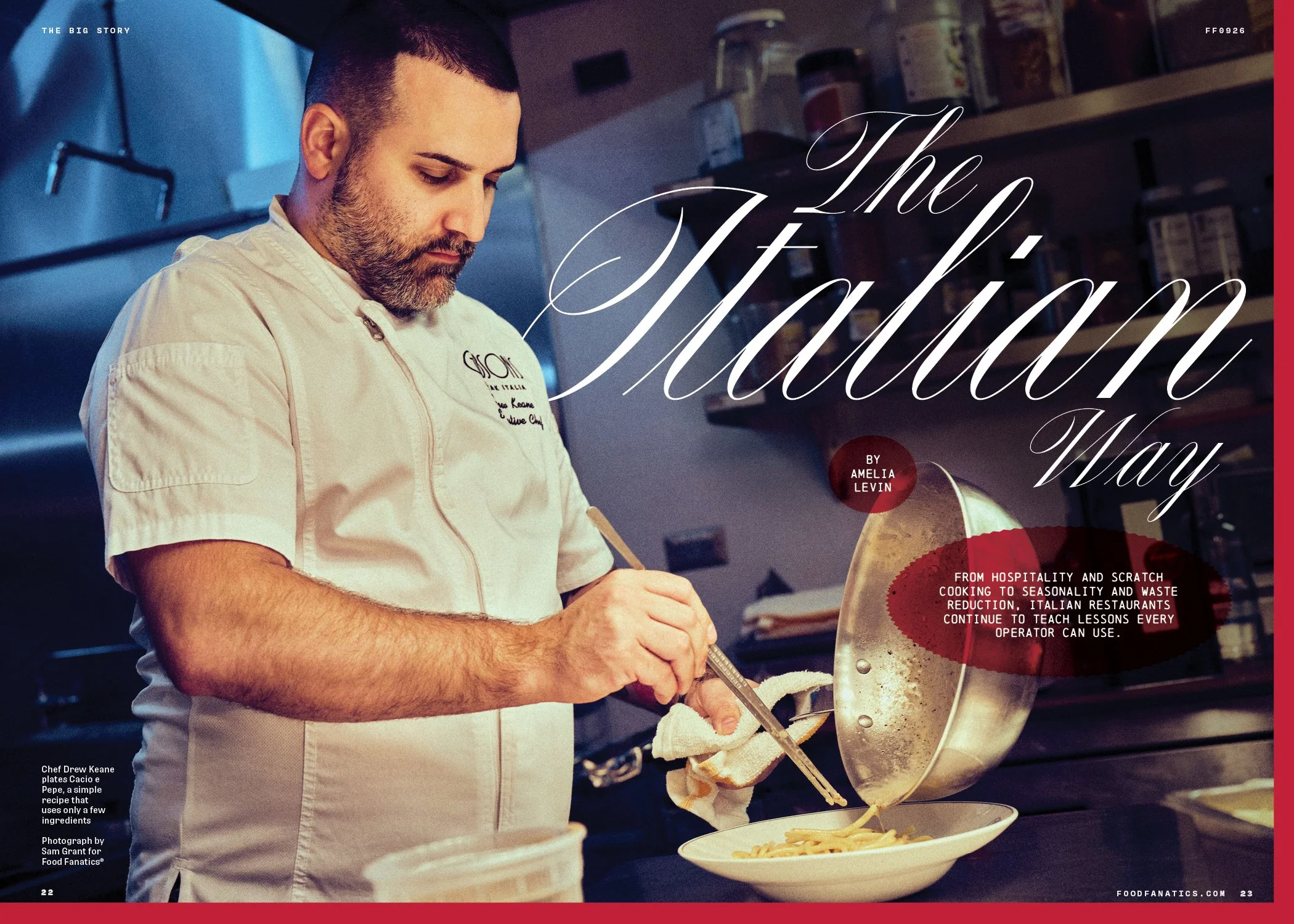 Fun fact: The cacio e pepe takes about 6 minutes to prepare if you're ordering it from Chef Drew Keane at Gibsons Italia. Assorted Art Direction, Design and Photo Direction for Food Fanatics; Editor: Amelia Levin; Client: US Foods