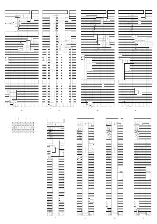 Eight Unique Building Sections with Keyplan
