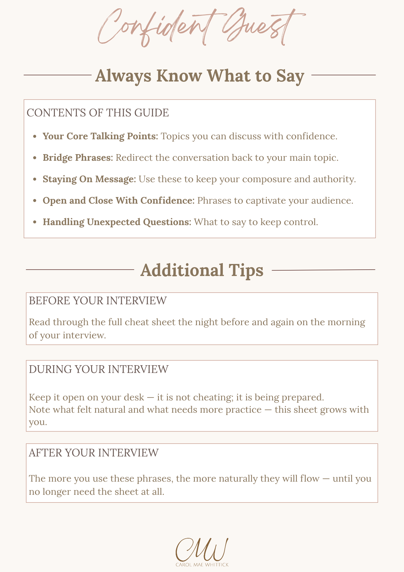 Podcast Guest Toolkit - Confident Guest Cheat Sheet