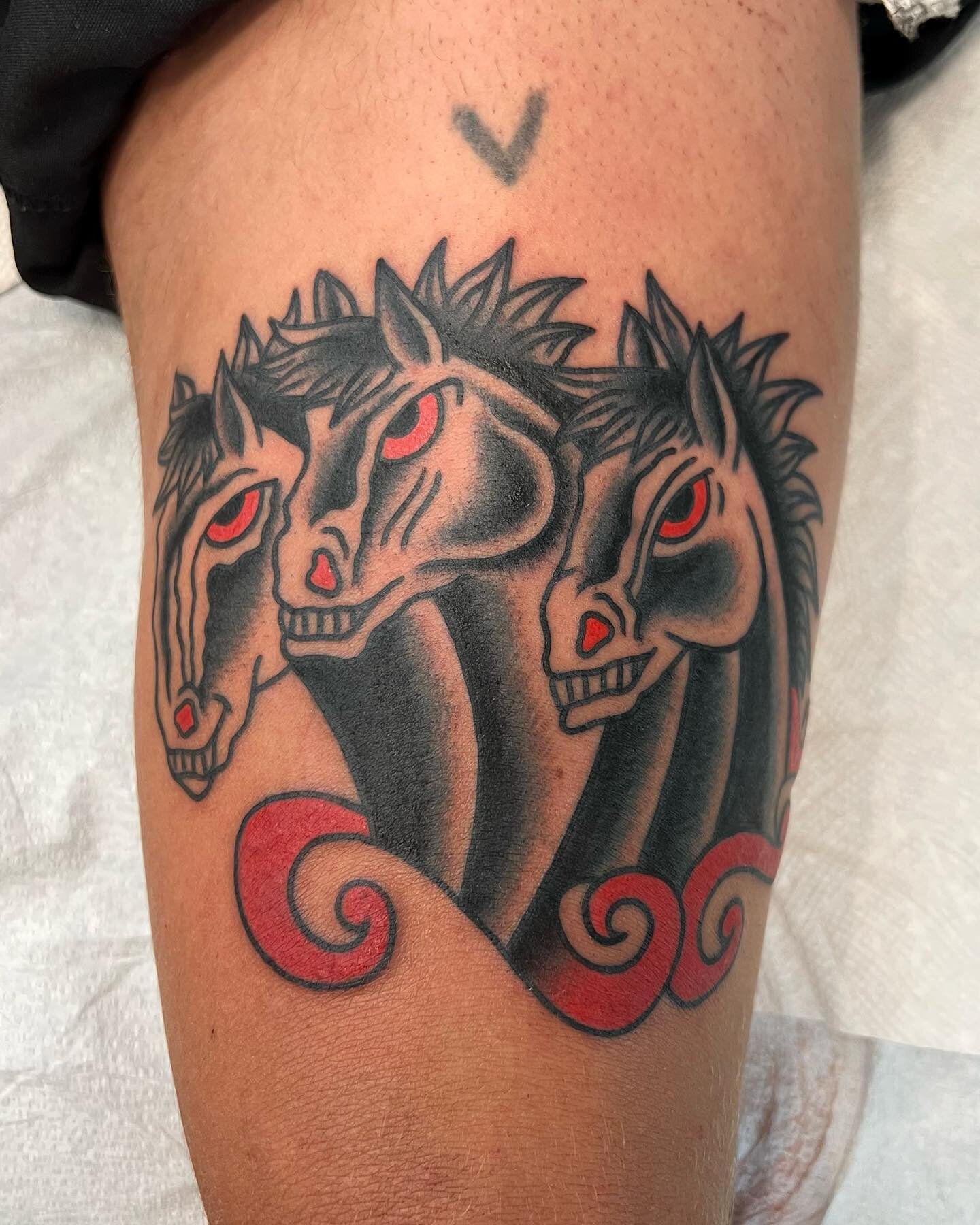 Pharaoh&rsquo;s horses. Thanks Beck, made today @victorytattooing