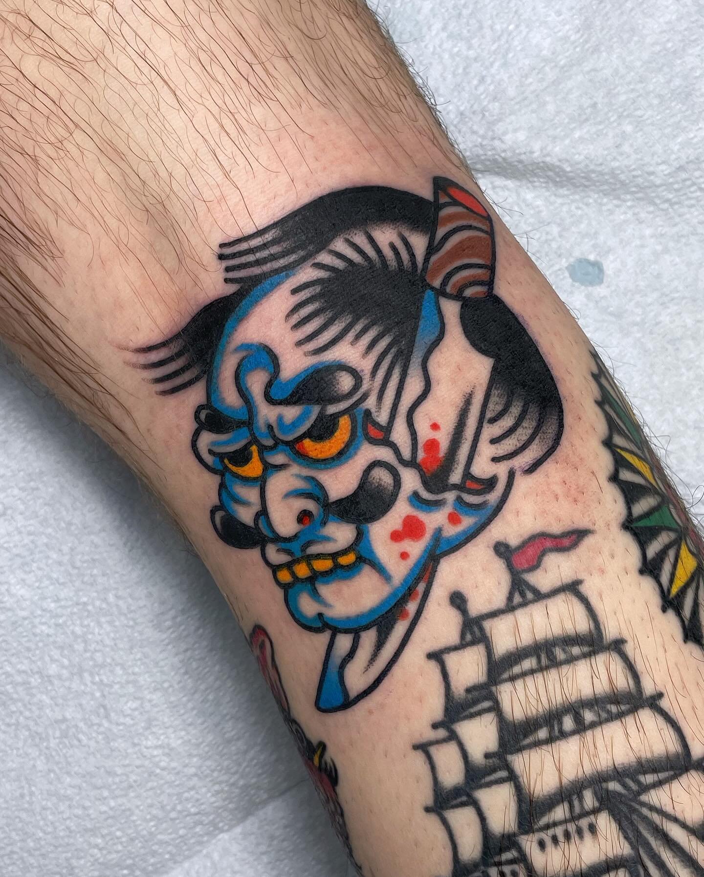 Namakubi for Ty 🤘🏼🩸
Chosen from the homie @tattoosbyalecb archives tattooed by me 
.
.
.
#namakubitattoo #tattoo