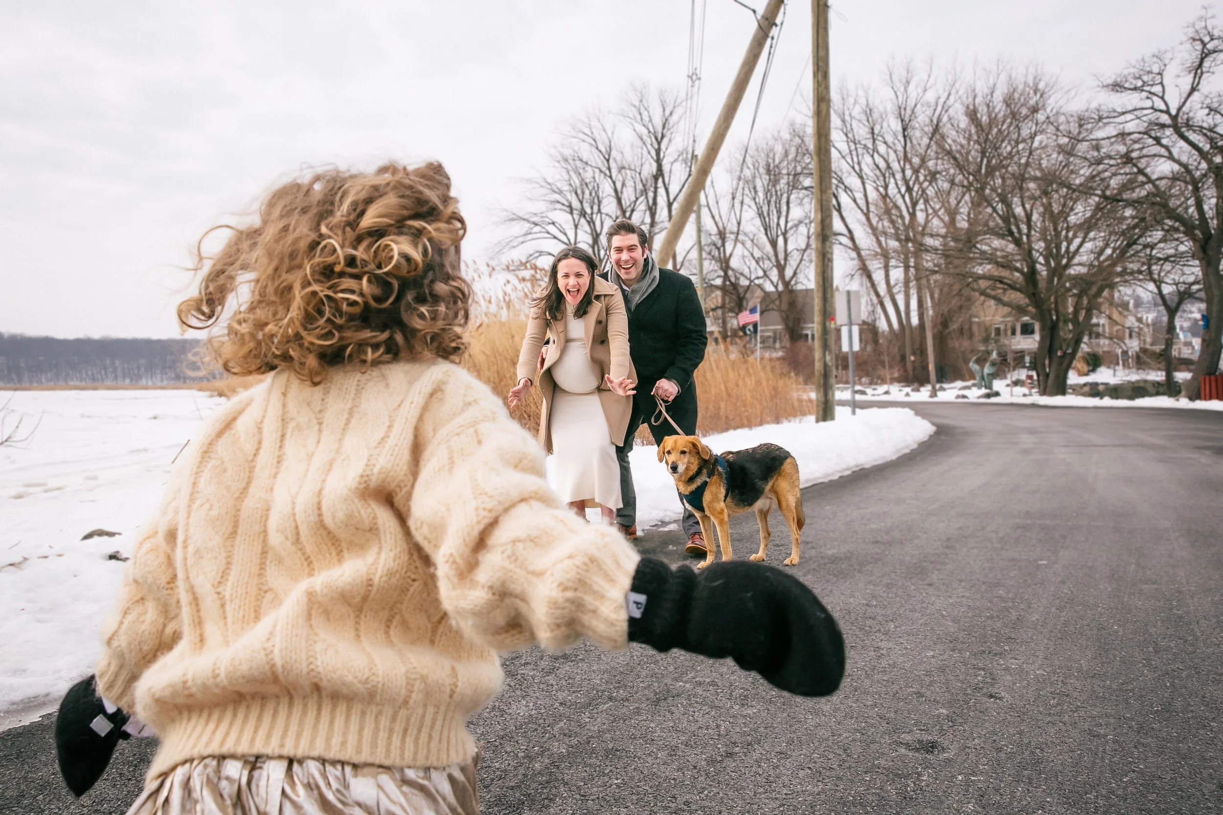 Winter Maternity Session on the Pier in Piermont, NY