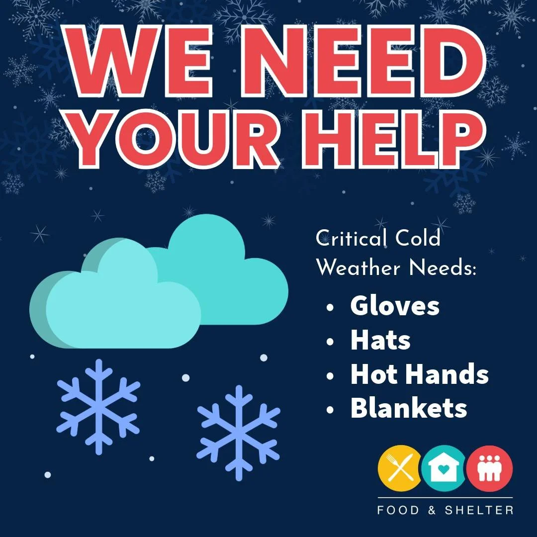 As temperatures continue to drop and stay cold for the next few months, please keep in mind our neighbors who could use some extra help staying warm this season. 🥰☃😰 

We happily accept donations of cold-weather items, such as hats, gloves, jackets