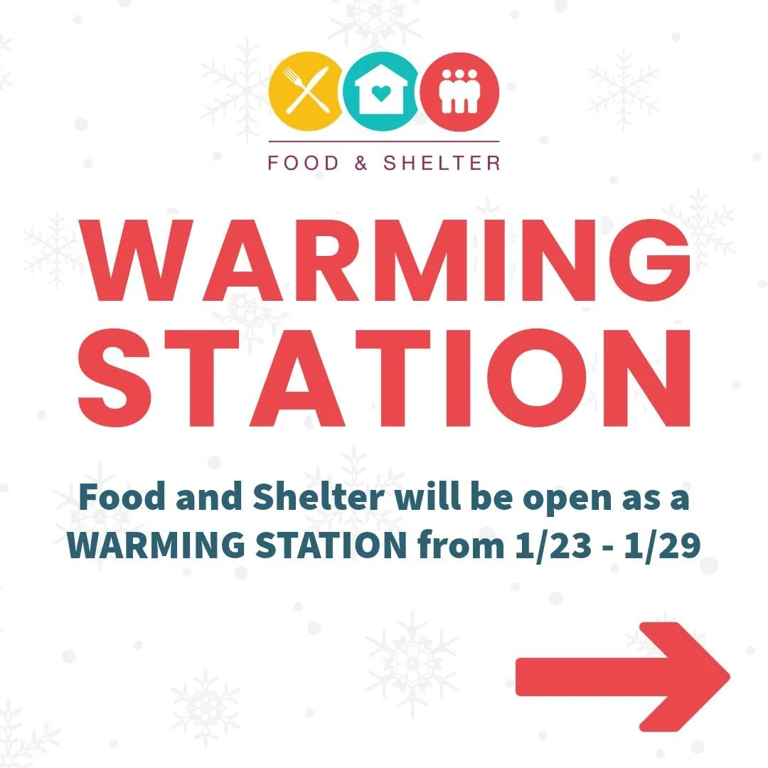 🚨 Winter Storm Announcement 🚨 Food and Shelter will be open as a WARMING STATION from 1/23 - 1/29. How YOU can help! ⬇⬇⬇

We are reaching out to our amazing community members to ask for your help sponsoring meals during the upcoming winter storm! Y